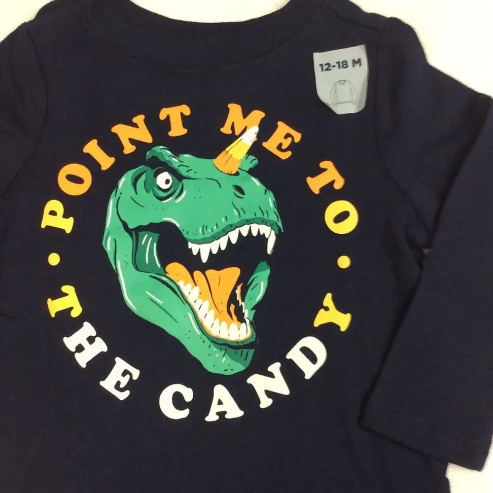 Old Navy Kids Long Sleeve Halloween Theme Tee Sz 12-18 M